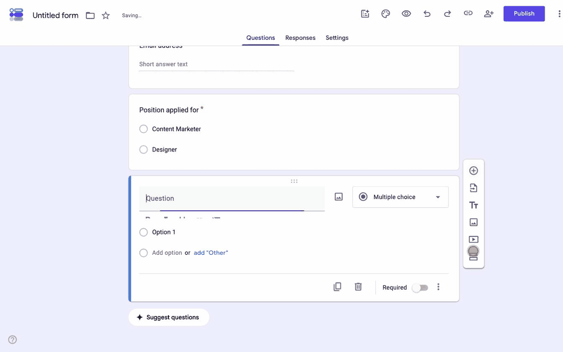 Adding a File upload question to a Google Forms application form and setting the allowed file types and size limit