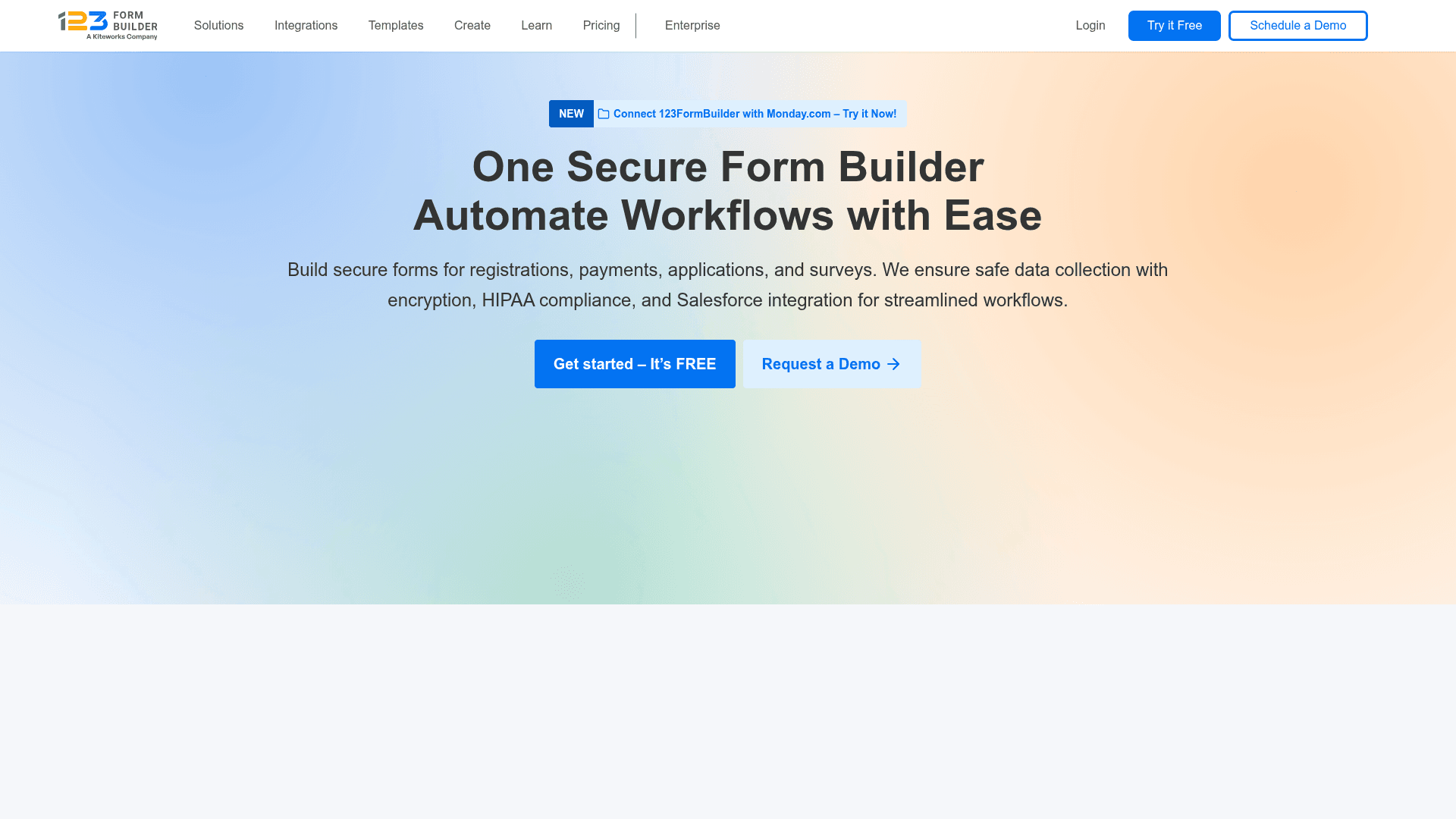 123FormBuilder homepage screenshot