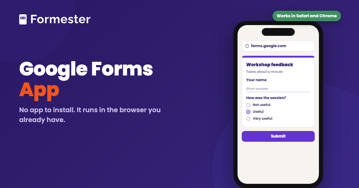 Cover art for a guide to using Google Forms on a phone without an app