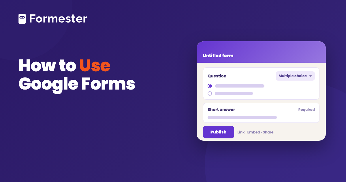 Cover art for a guide to using Google Forms Cover art for a guide to using Google Forms