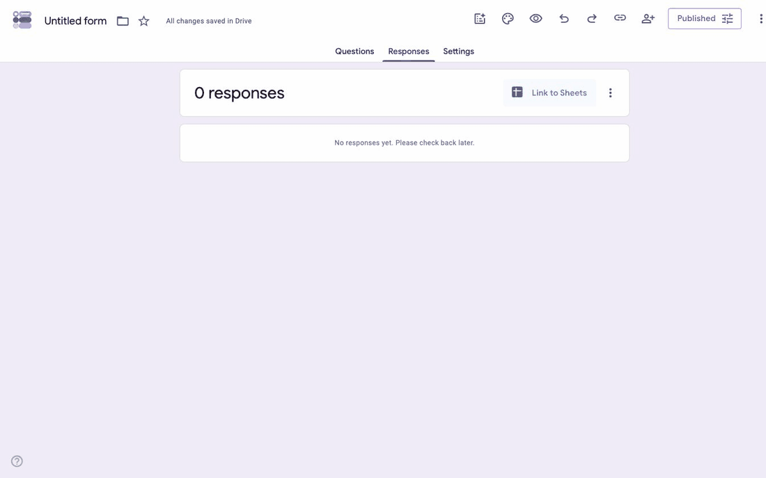 Linking a Google Form to a new Google Sheet from the Responses tab, naming the spreadsheet and creating it