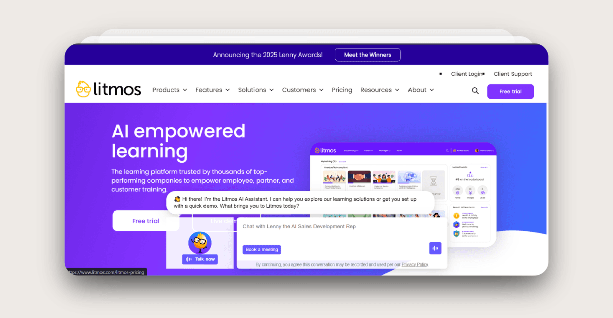 a screenshot of litmos