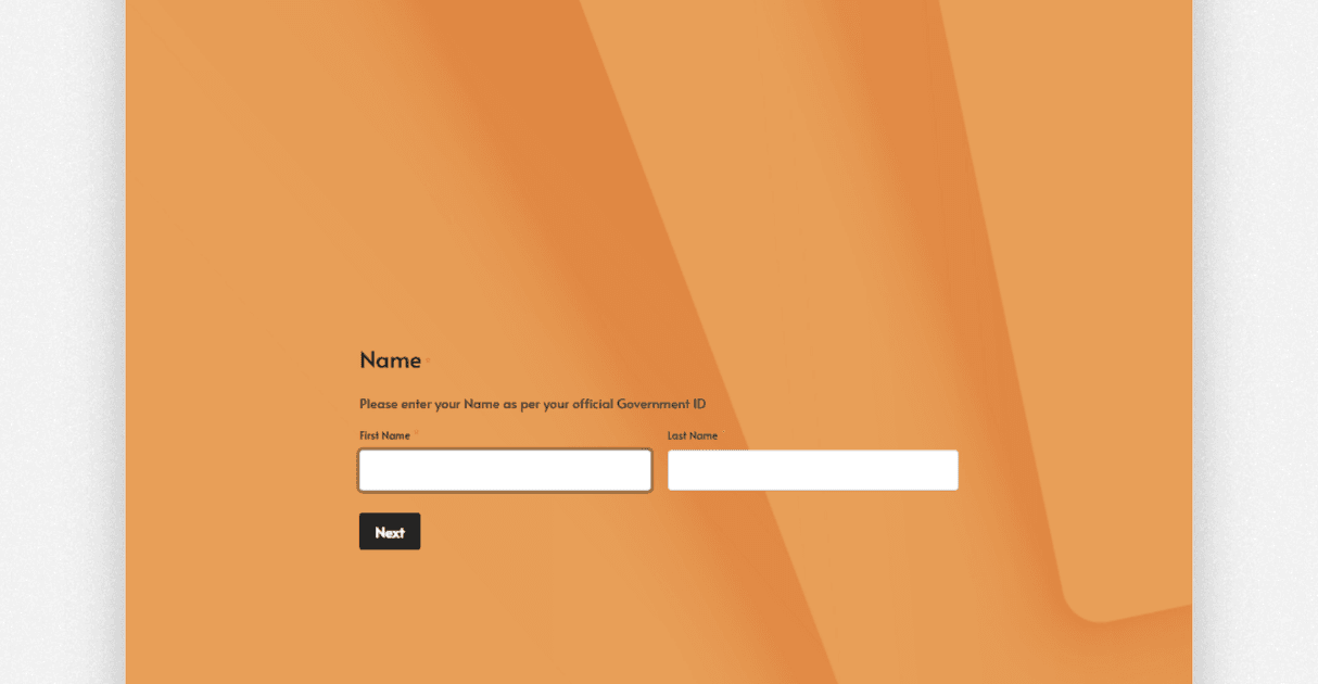 a screenshot of registration form