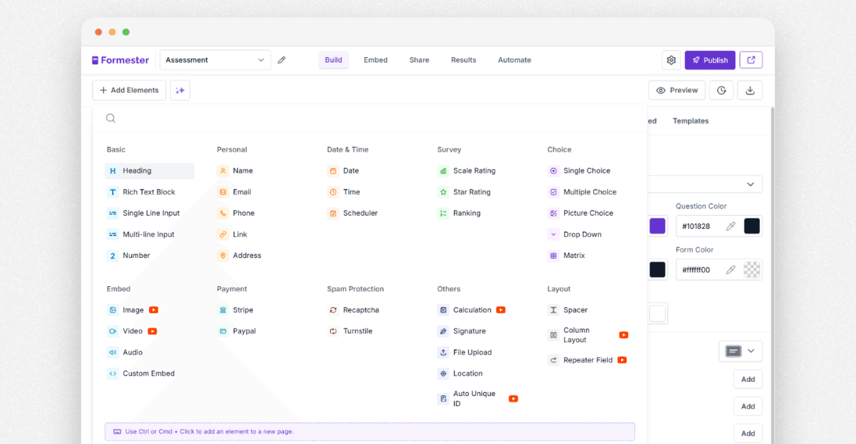 a screenshot of form builder