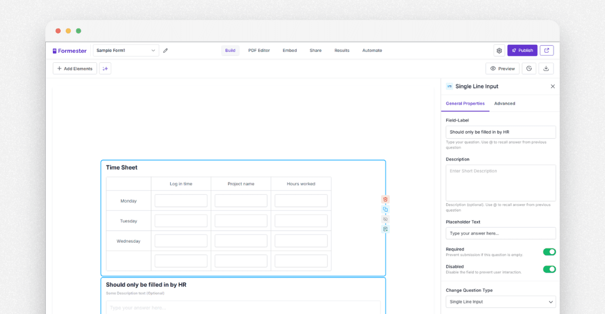 a screenshot of form builder