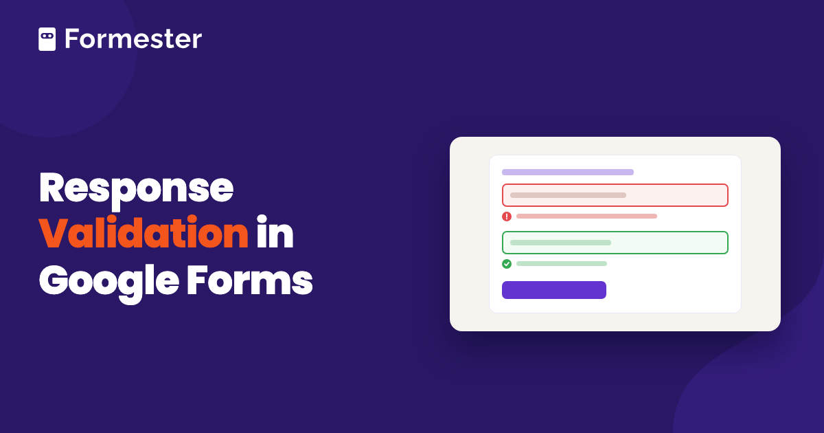 Google Forms question showing a response validation error message