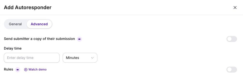 Formester's autoresponder settings with the option to send the submitter a copy of their submission