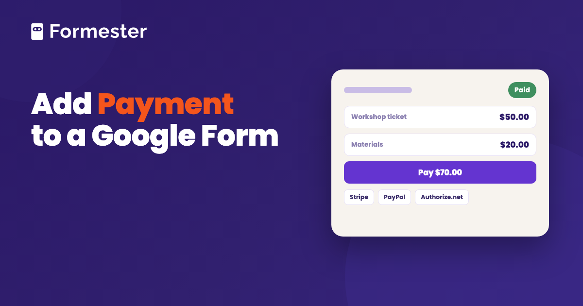 Cover art for a guide to adding payment to a Google Form