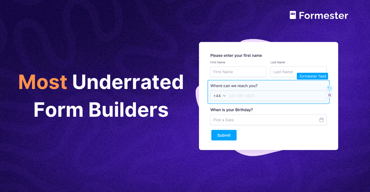 a blog post cover about most underrated form builders a blog post cover about most underrated form builders