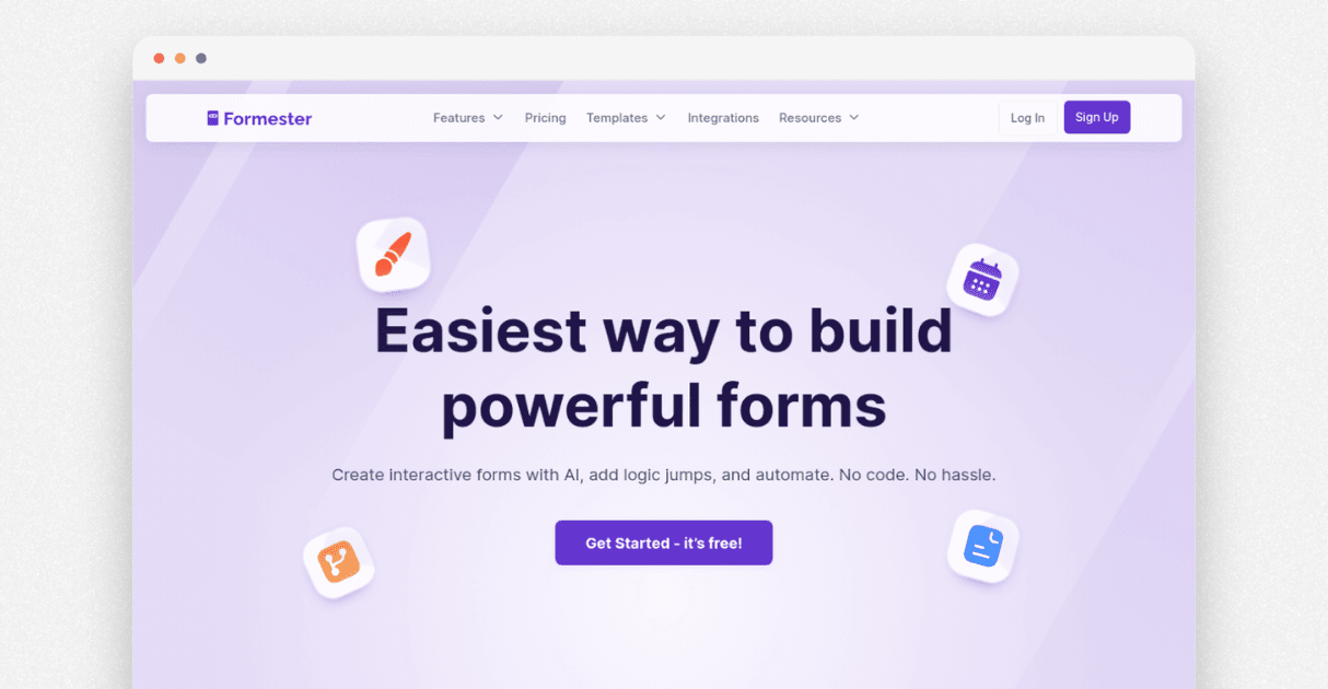 a mockup of Formester