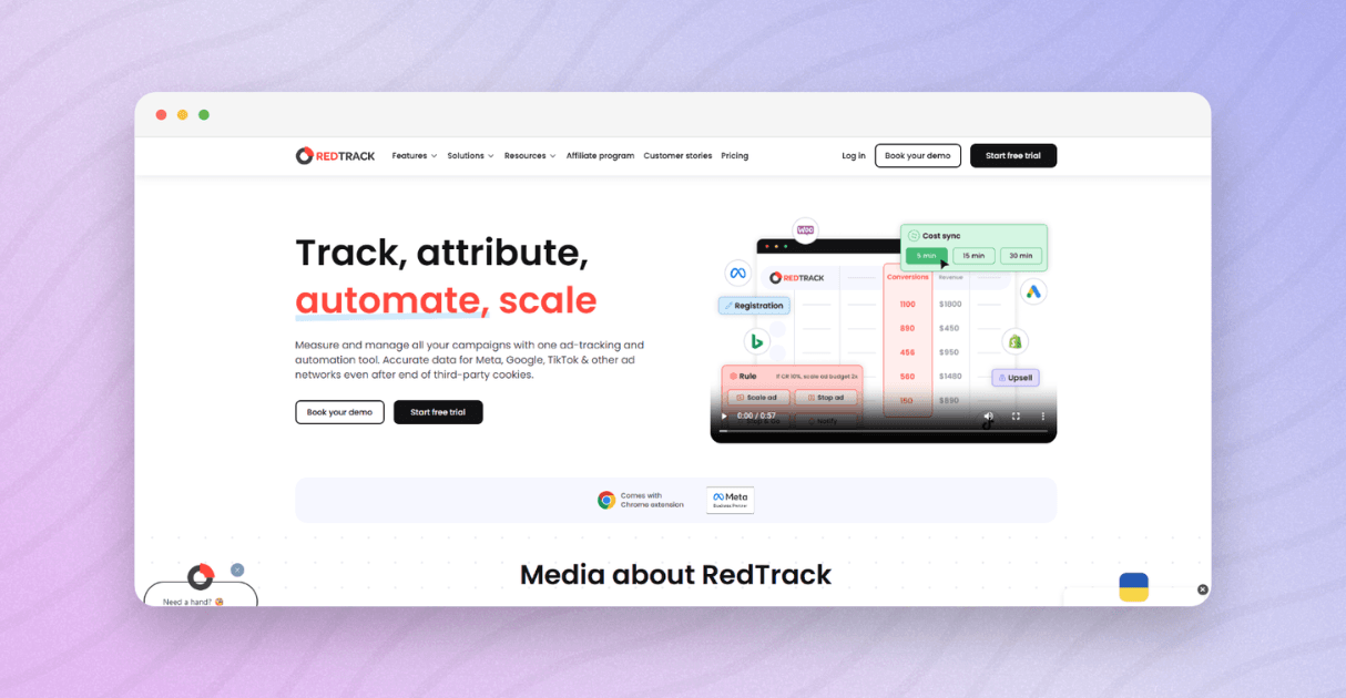 a mockup of RedTrack