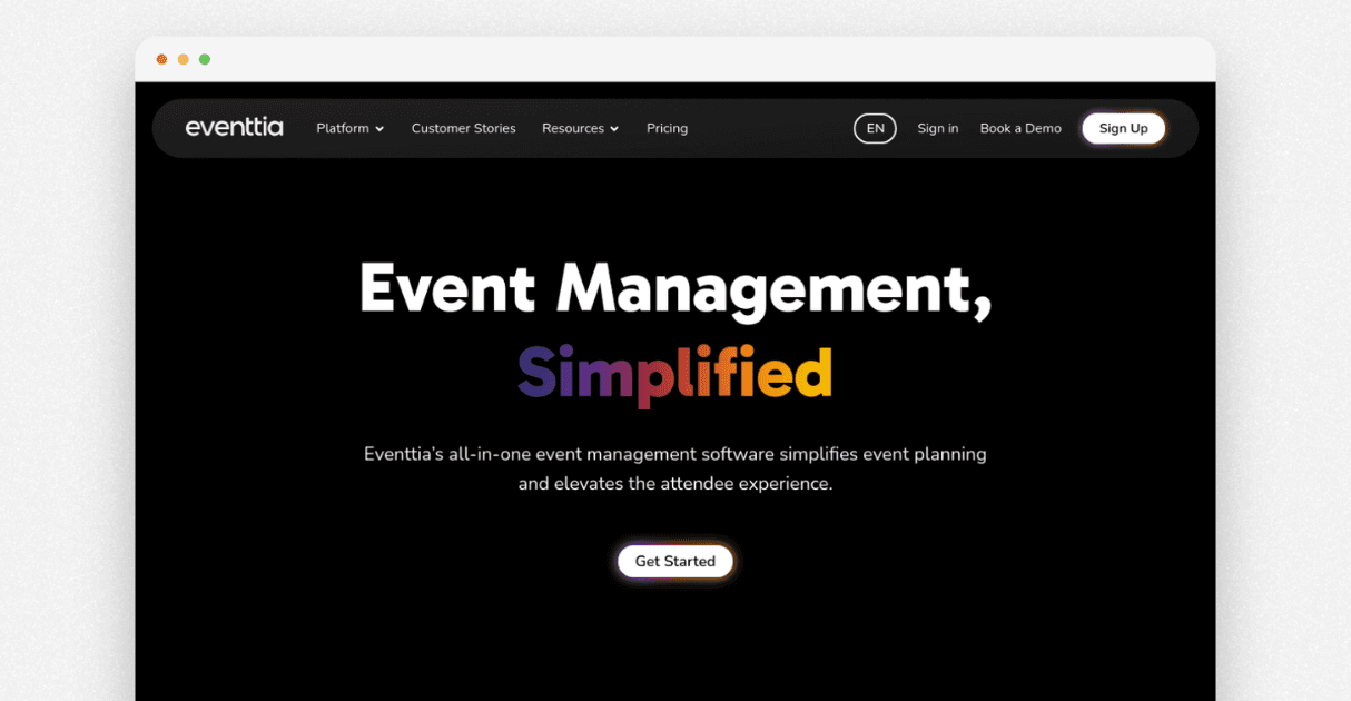 a mockup of eventtia