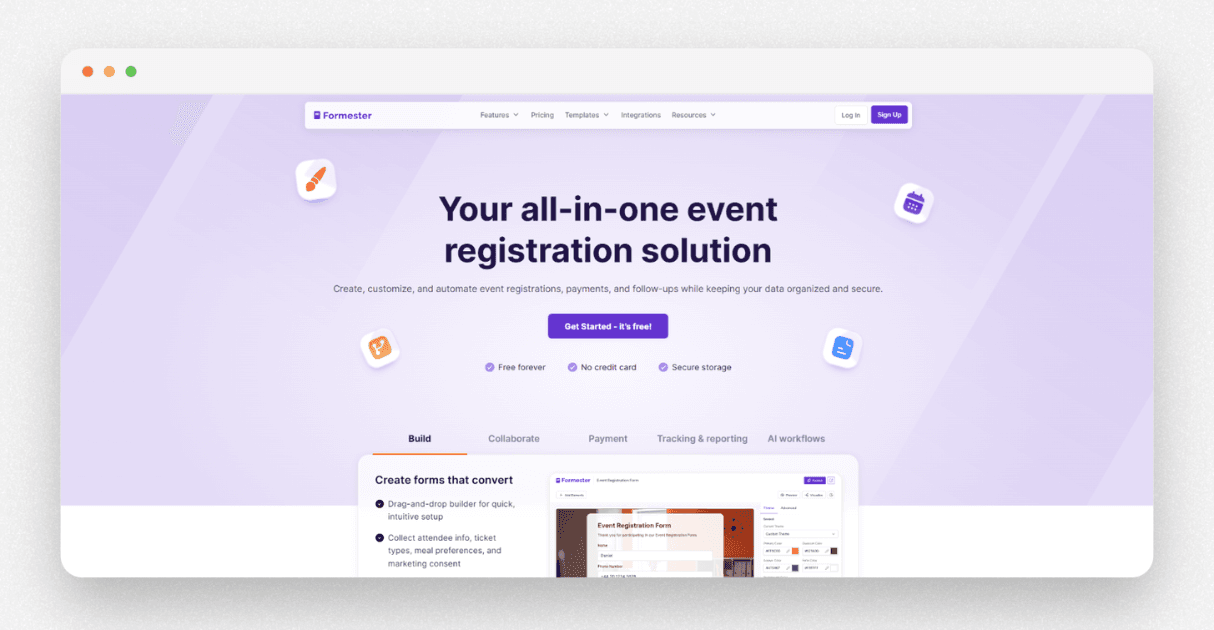 a screenshot of Formester