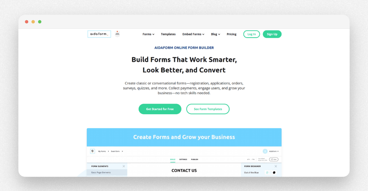 a screenshot of aidaform