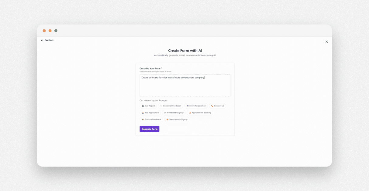 a screenshot of formester ai form builder