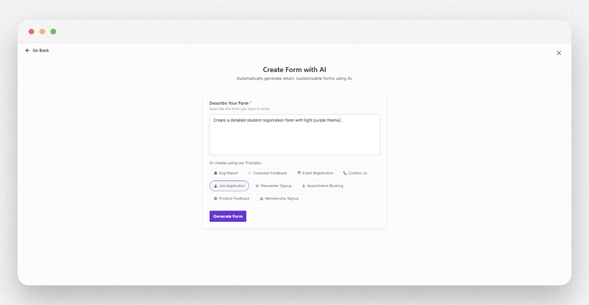 a screenshot of formester ai form builder