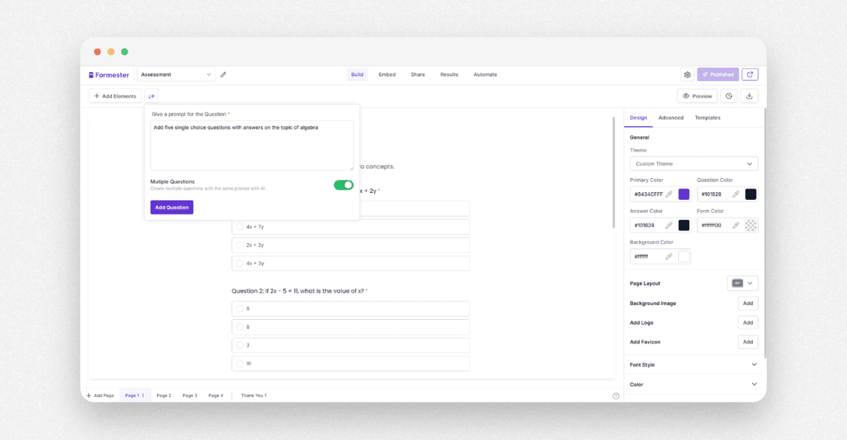 a screenshot of formester's ai editor