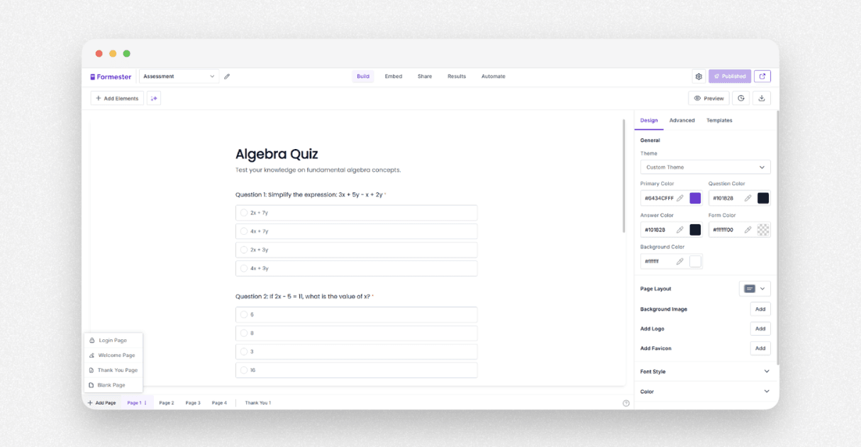 a screenshot of formester's builder