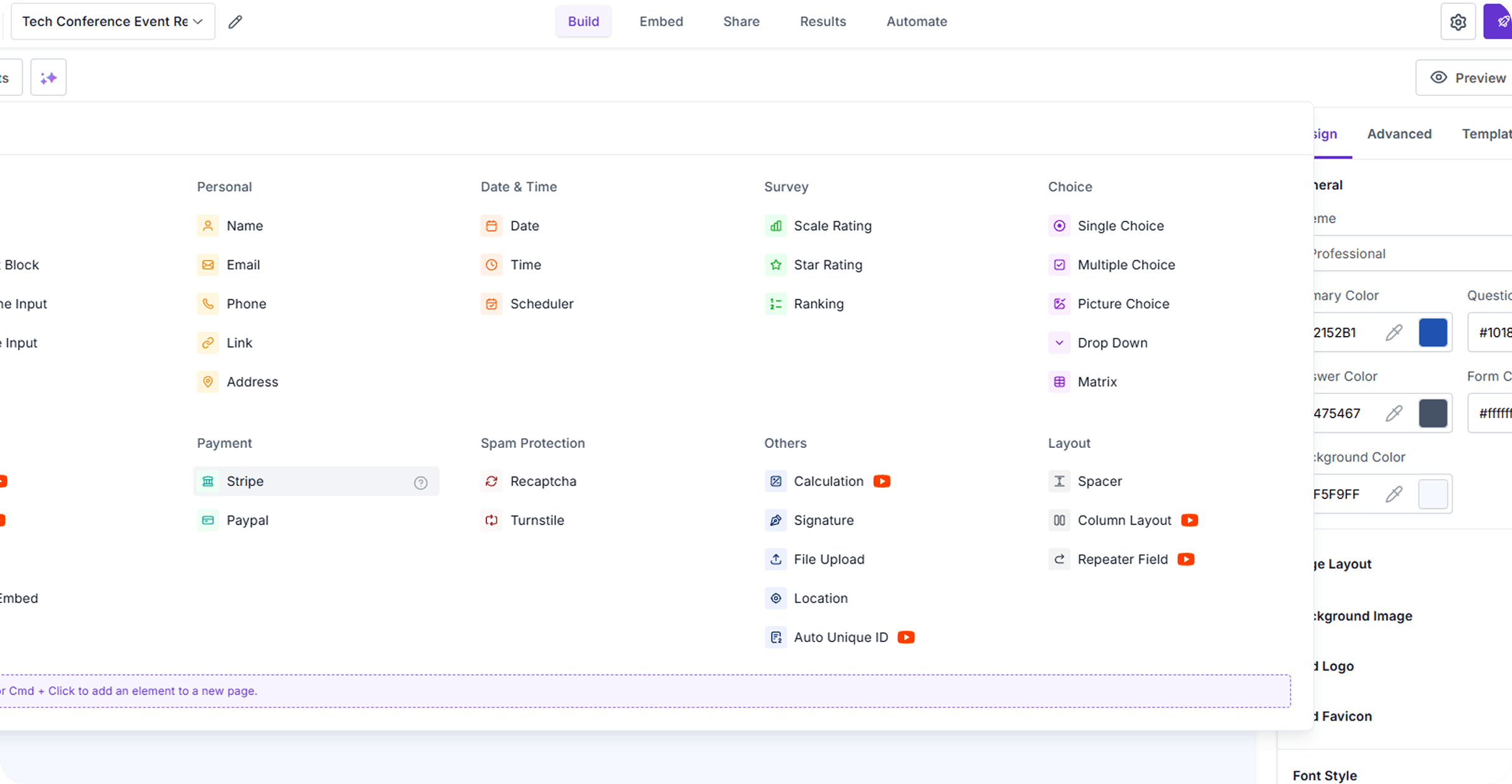 a screenshot of formester's form builder