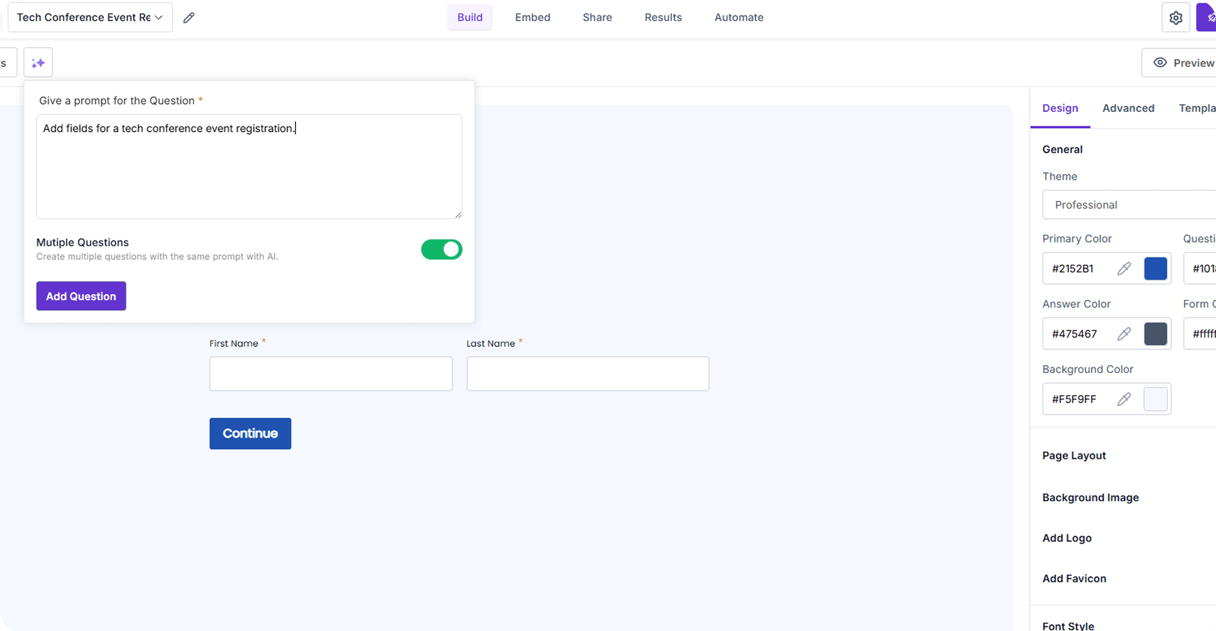 a screenshot of formester's form builder