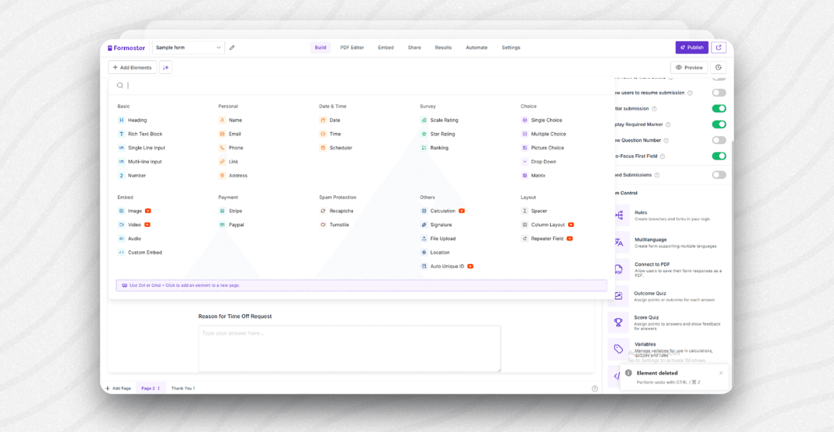 a screenshot of formester's form builder