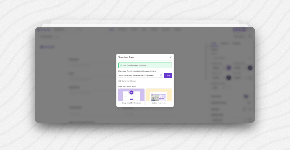 a screenshot of formester's publish ui
