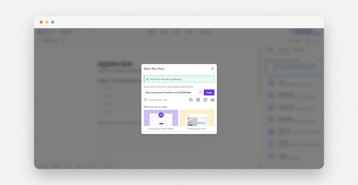a screenshot of formester's publish ui