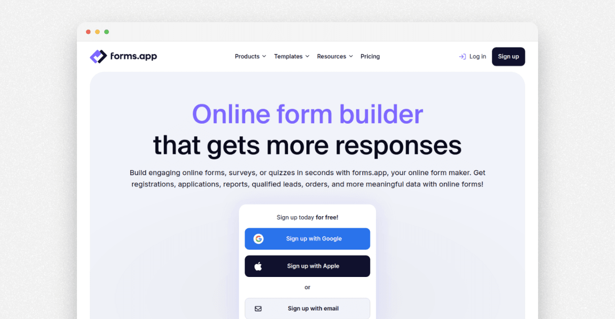 a screenshot of forms.app