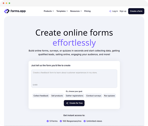 a screenshot of forms.app