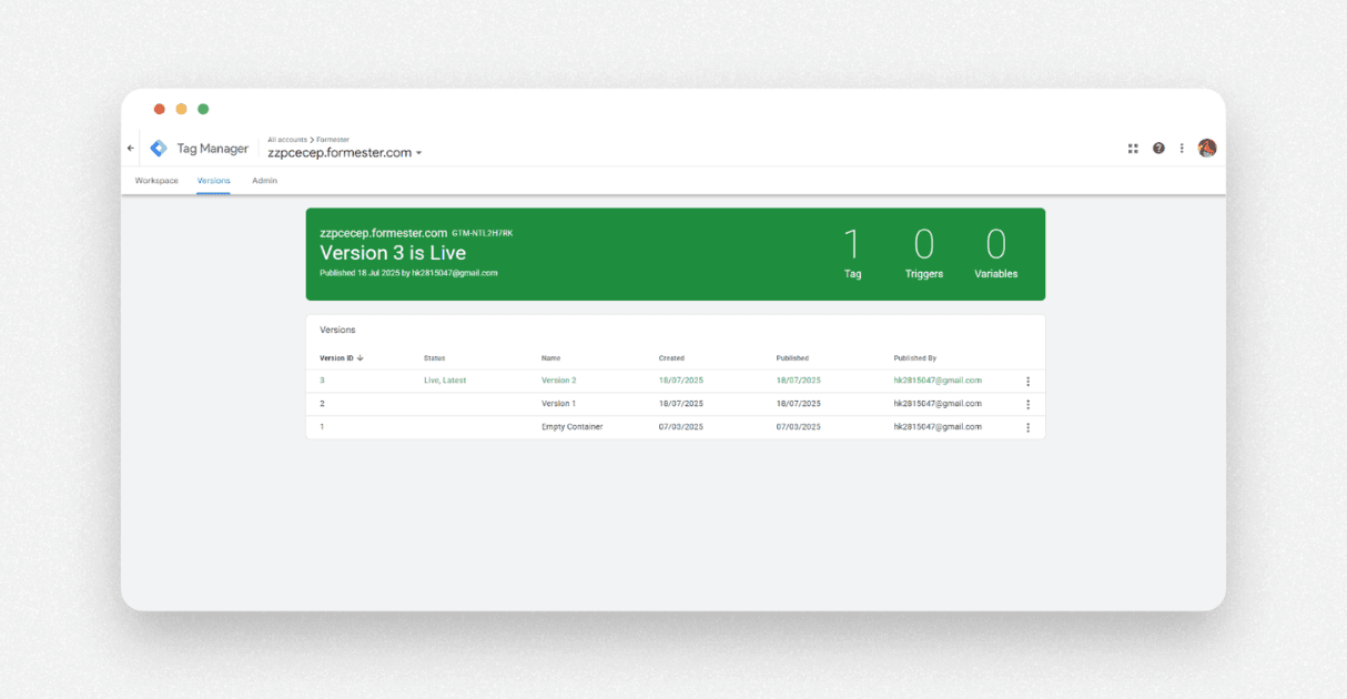 a screenshot of google tag manager