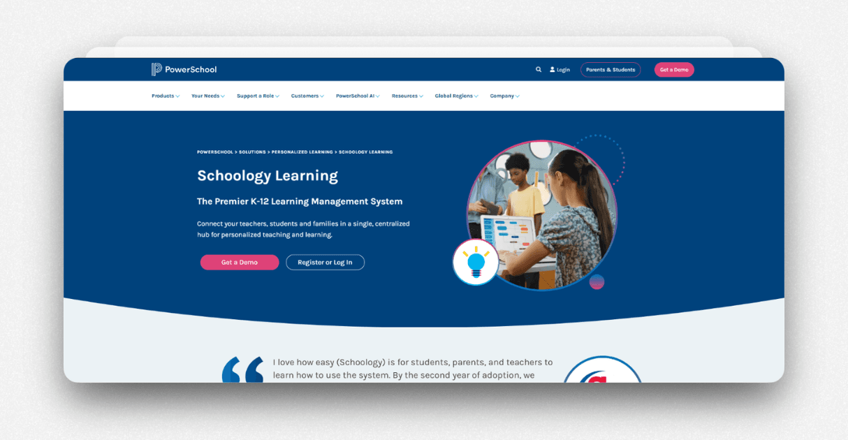 a screenshot of schoology learning
