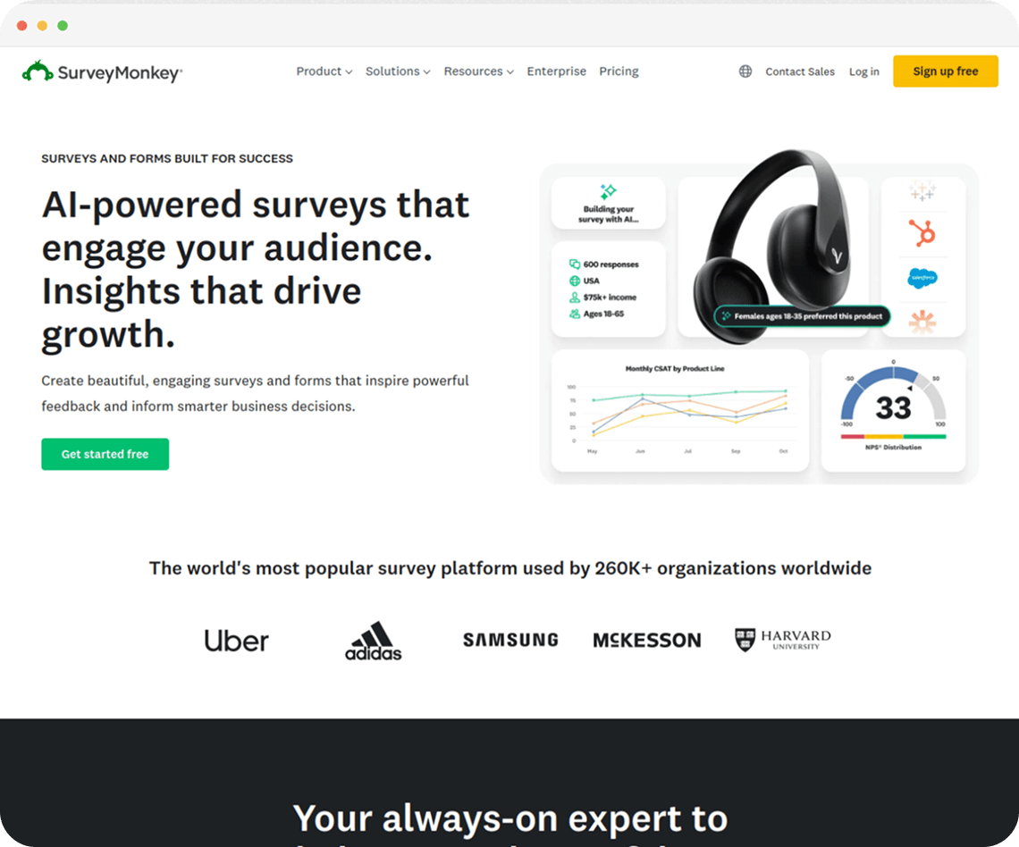 a screenshot of surveymonkey