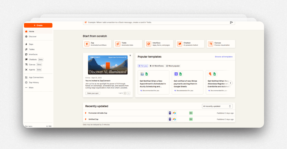 a screenshot of zapier