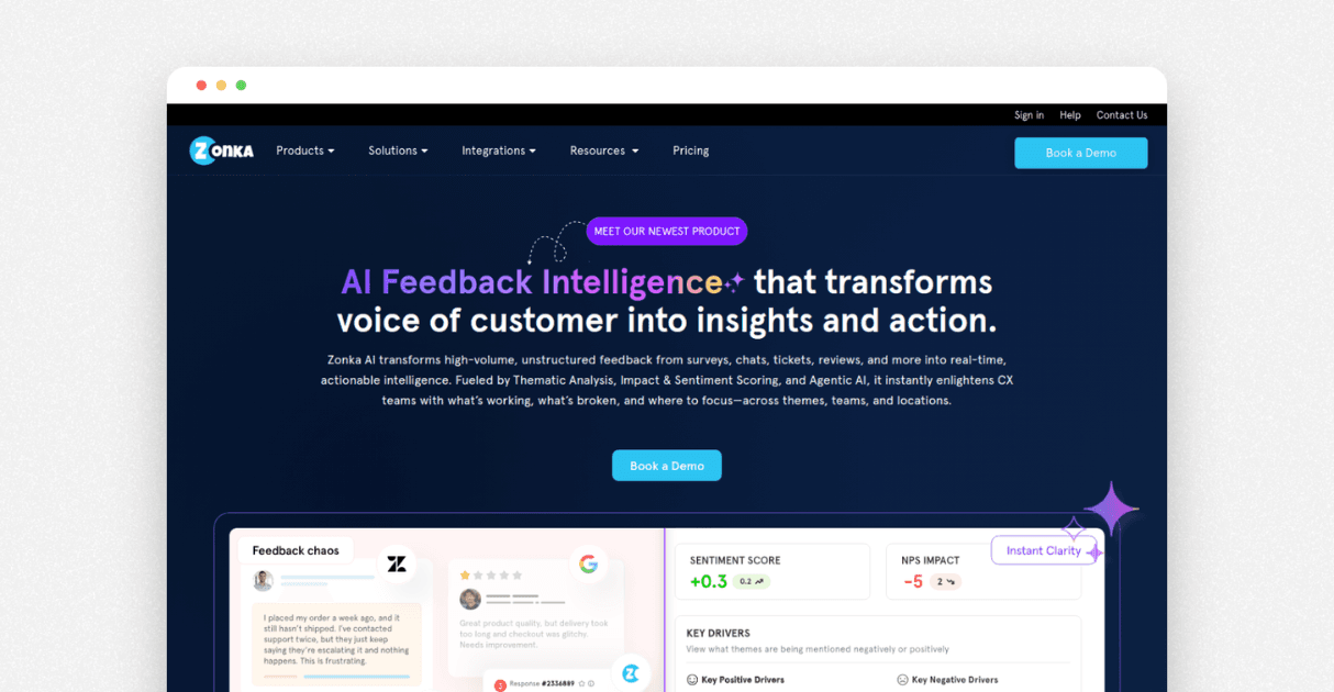 a screenshot of zonkafeedback