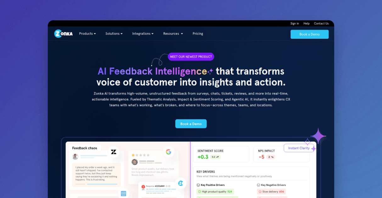 a screenshot of zonkafeedback