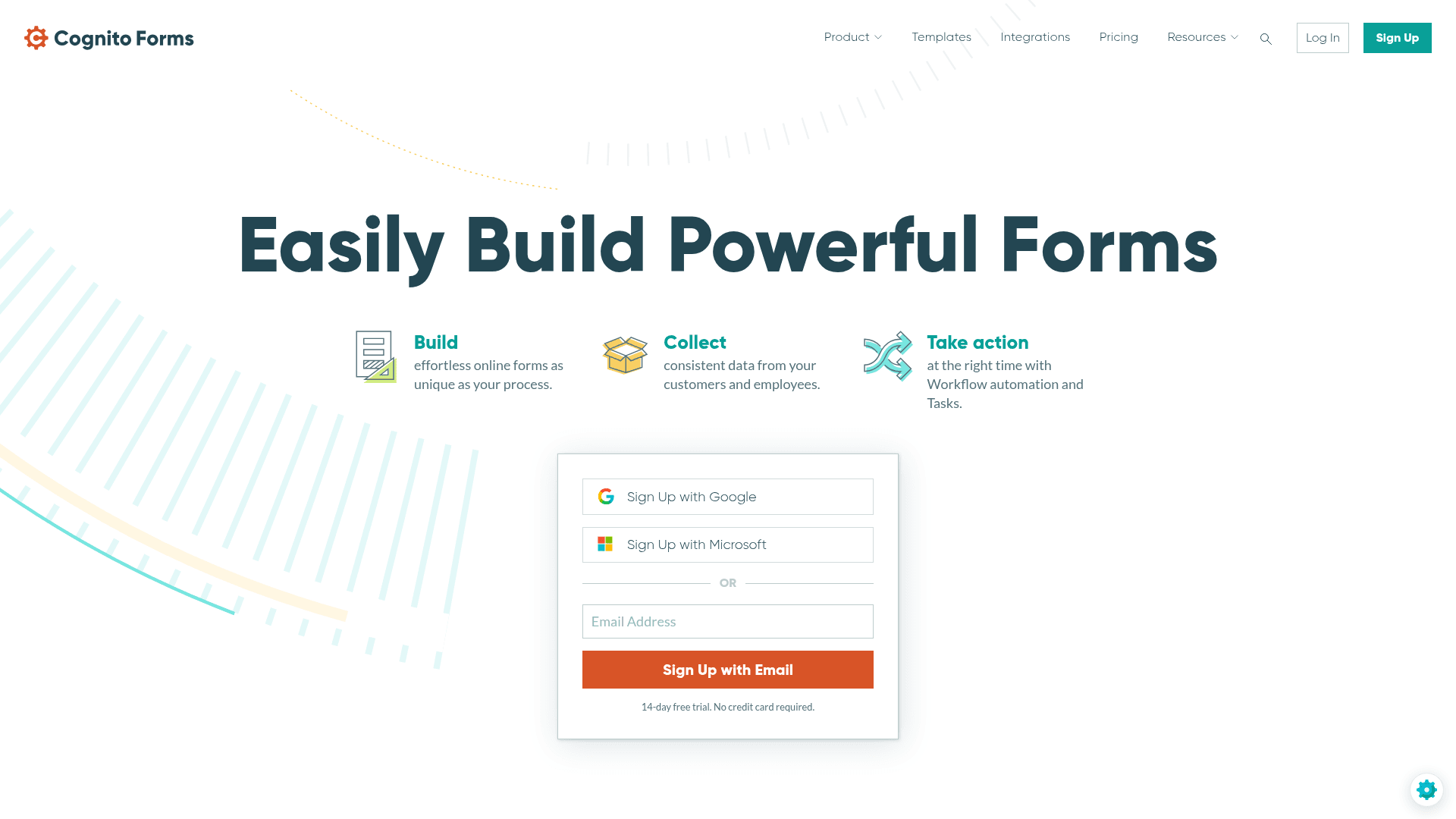 Cognito Forms homepage hero screenshot