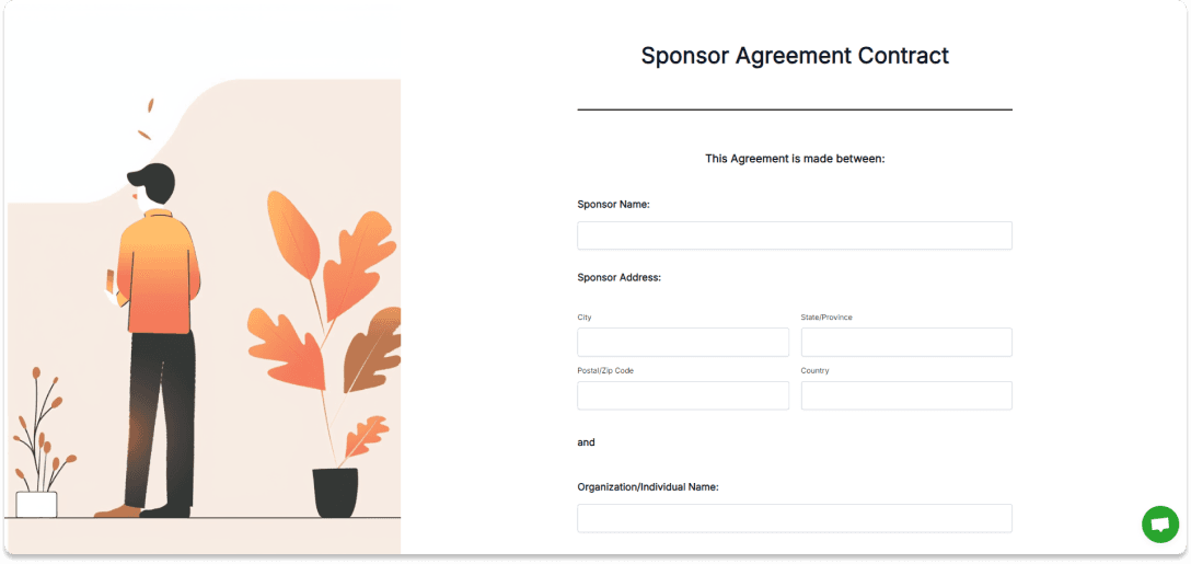 a screenshot of contract form