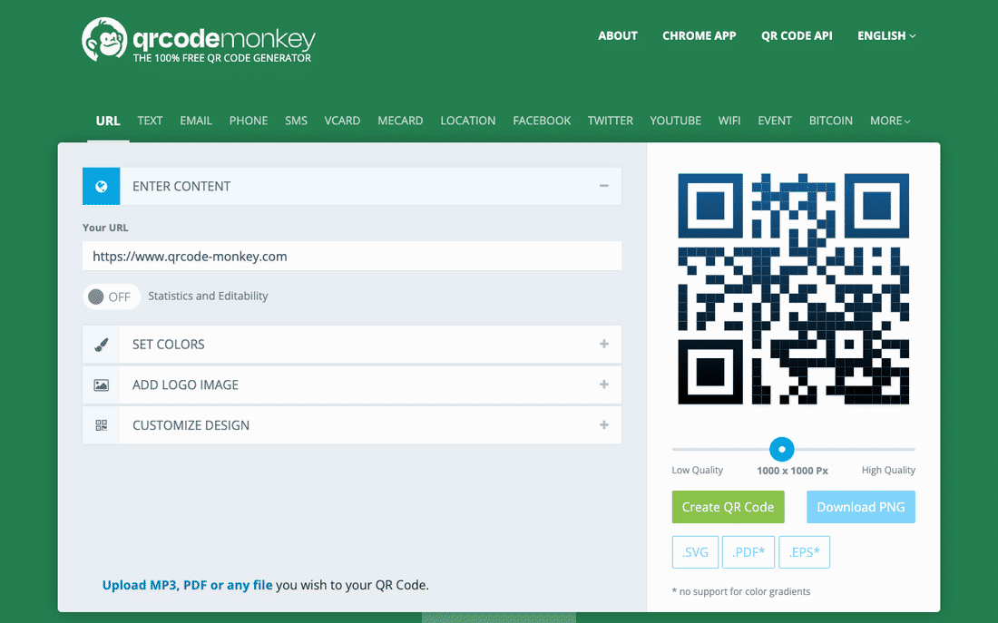 Pasting a Google Form responder link into QRCode Monkey and creating the QR code