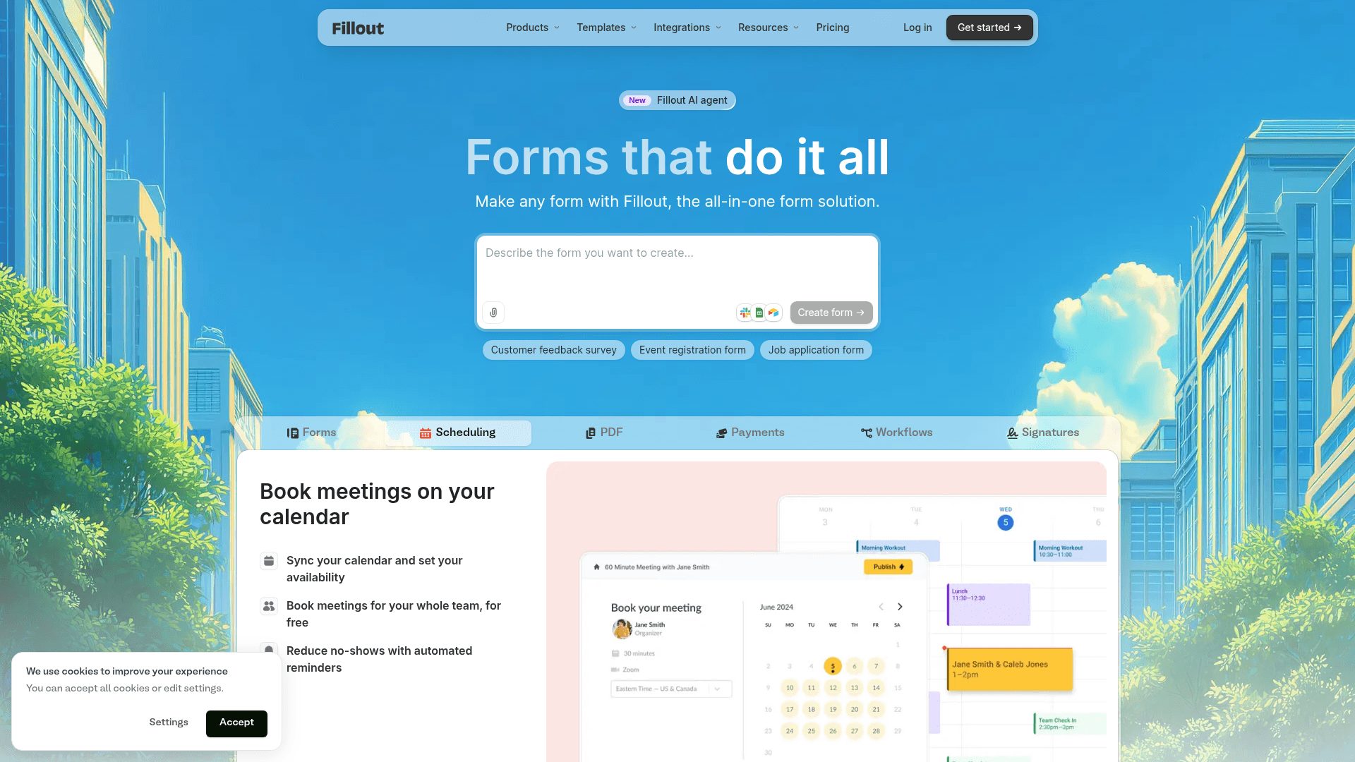 Fillout homepage hero screenshot