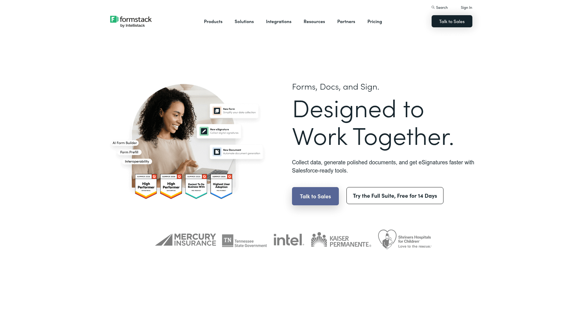 Formstack homepage hero screenshot