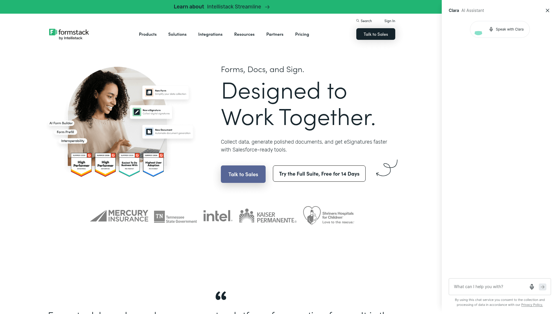 Formstack homepage hero screenshot