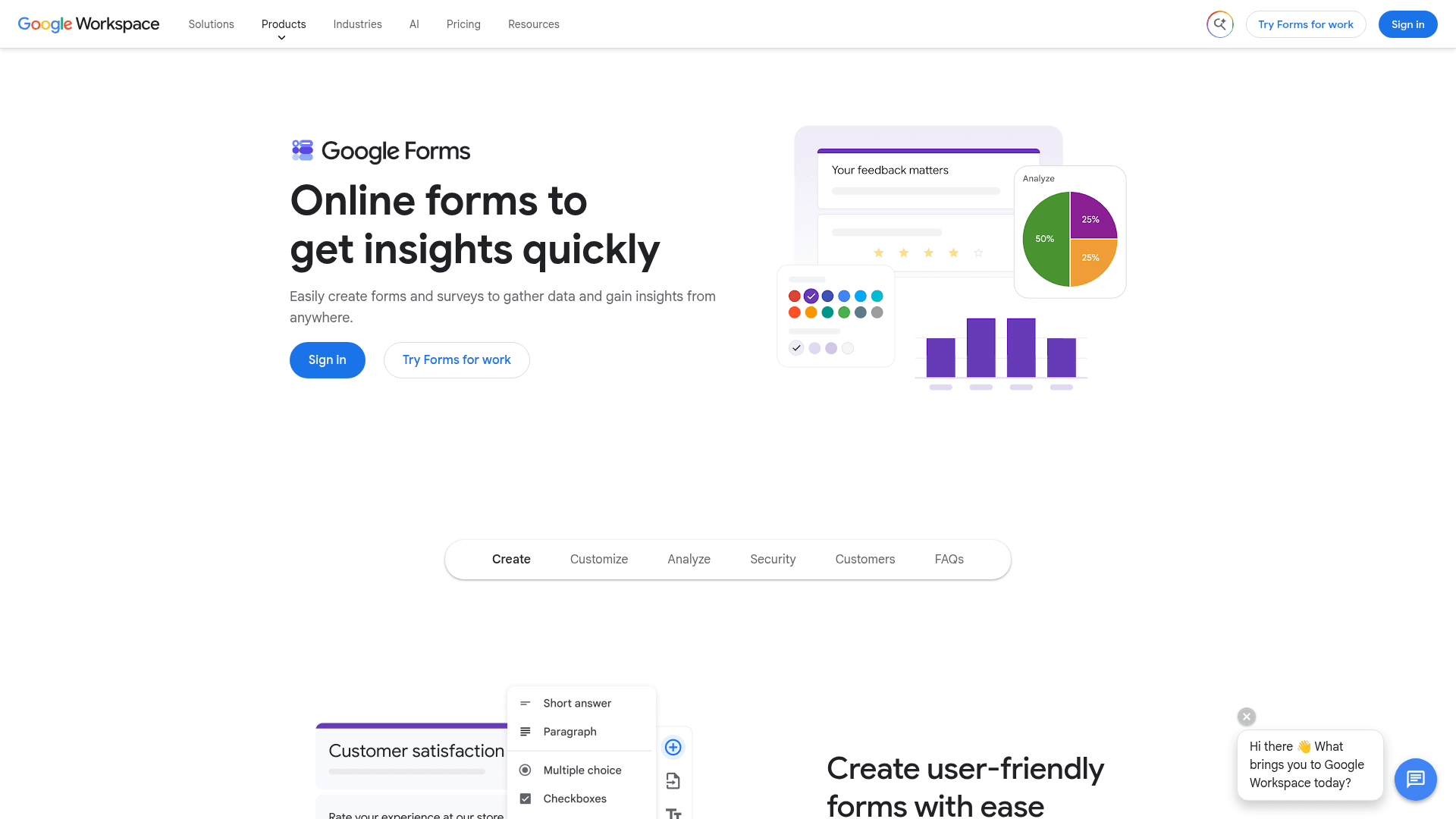 Google Forms hero screenshot