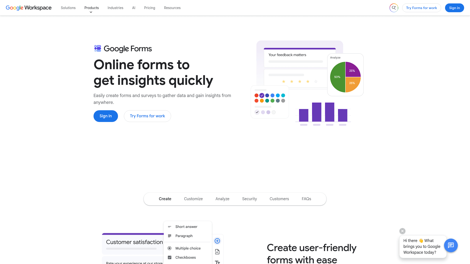 Google Forms hero screenshot
