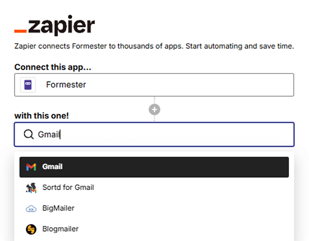 a mockup of formester gmail integration