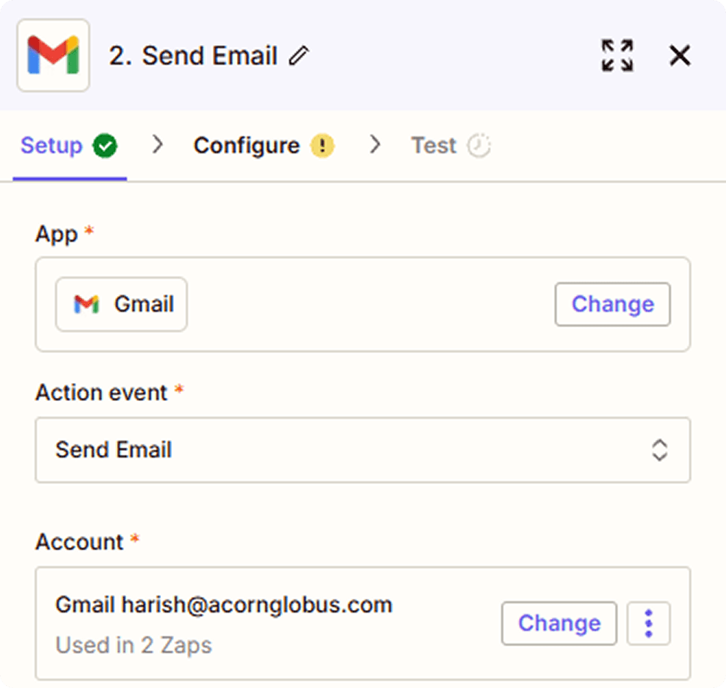 a mockup of formester gmail integration