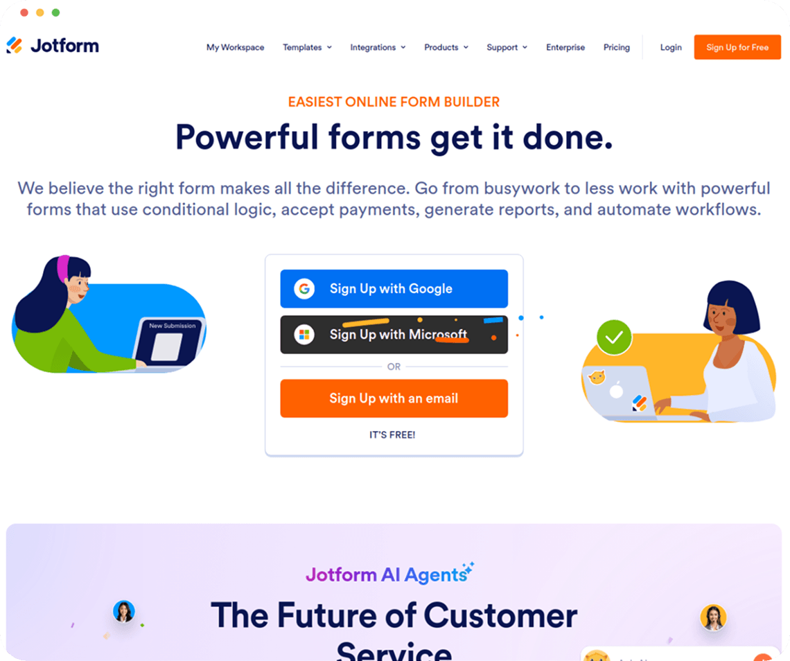 a screenshot of jotform