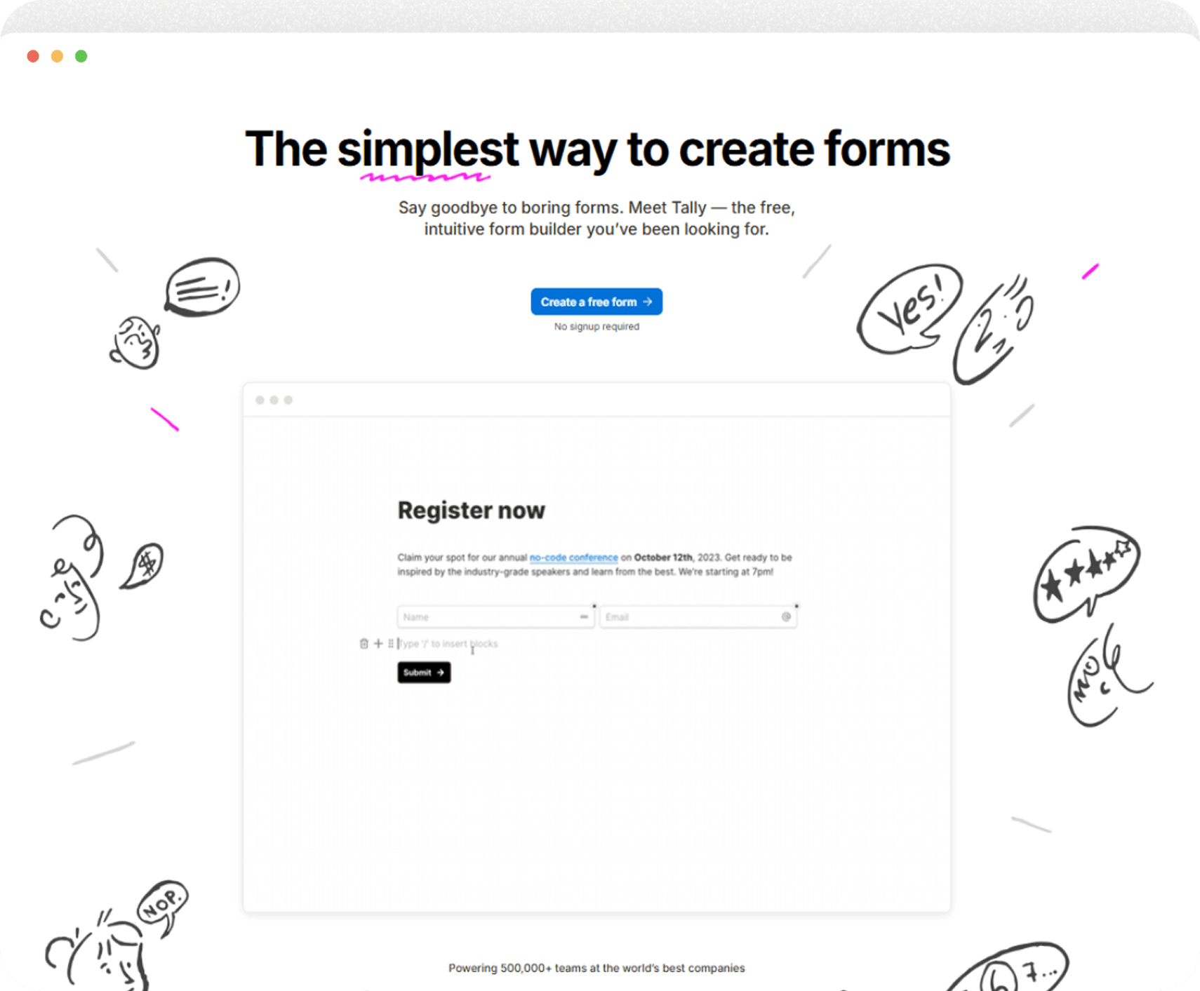 a screenshot of tally.so form builder