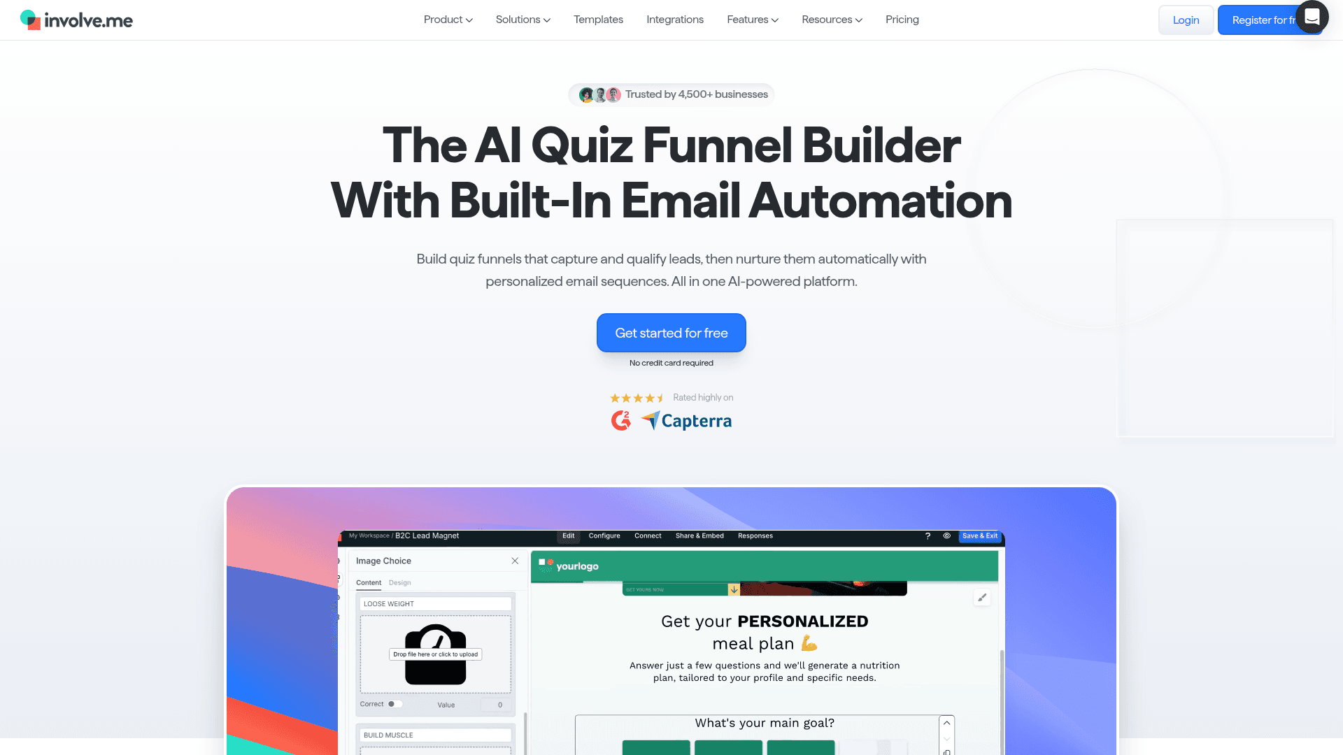 Involve.me homepage hero screenshot