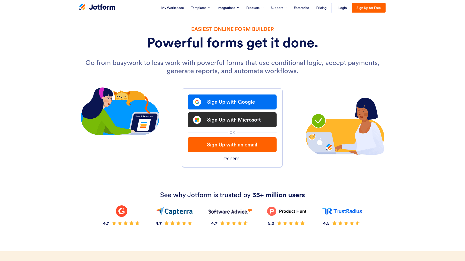 Jotform homepage hero screenshot