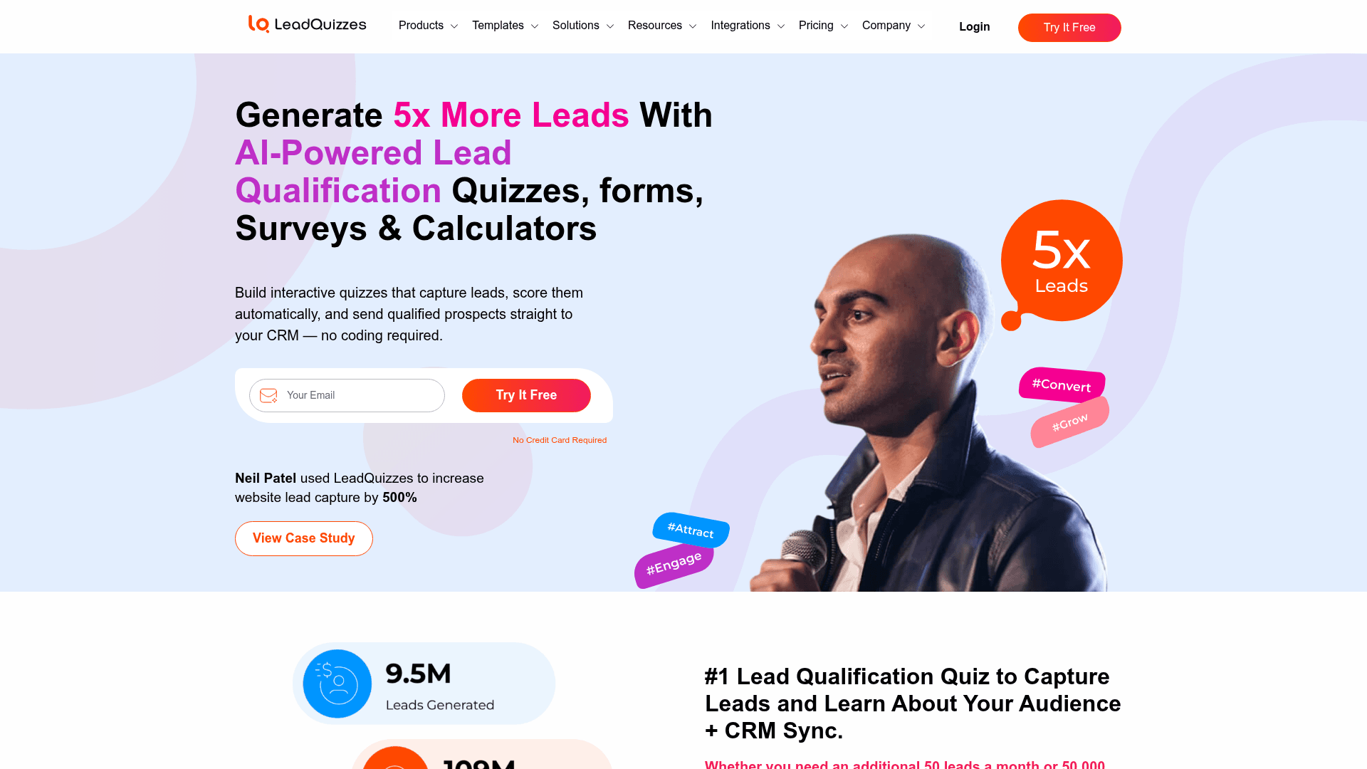 LeadQuizzes homepage hero screenshot